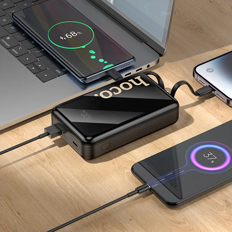 Ekstern Batteri HOCO Q37A, 20000mAh, 22,5W, QC + PD, 1 x Lightning - 1 x USB-A - 2 x USB-C, Sort