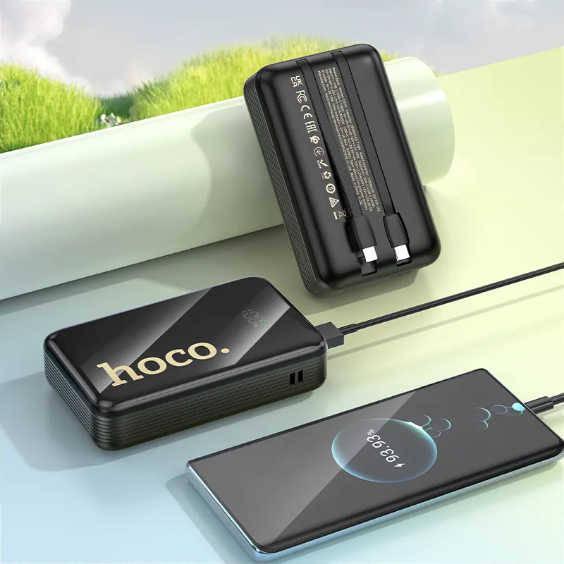 Ekstern Batteri HOCO Q37A, 20000mAh, 22,5W, QC + PD, 1 x Lightning - 1 x USB-A - 2 x USB-C, Sort