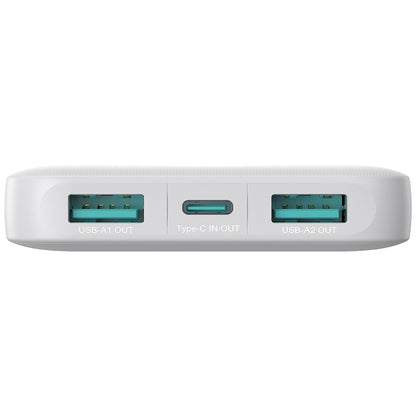 Ekstern batteri Joyroom JR-PBF12, 10000mAh, 12W, 1 x USB-C - 2 x USB-A, Hvid