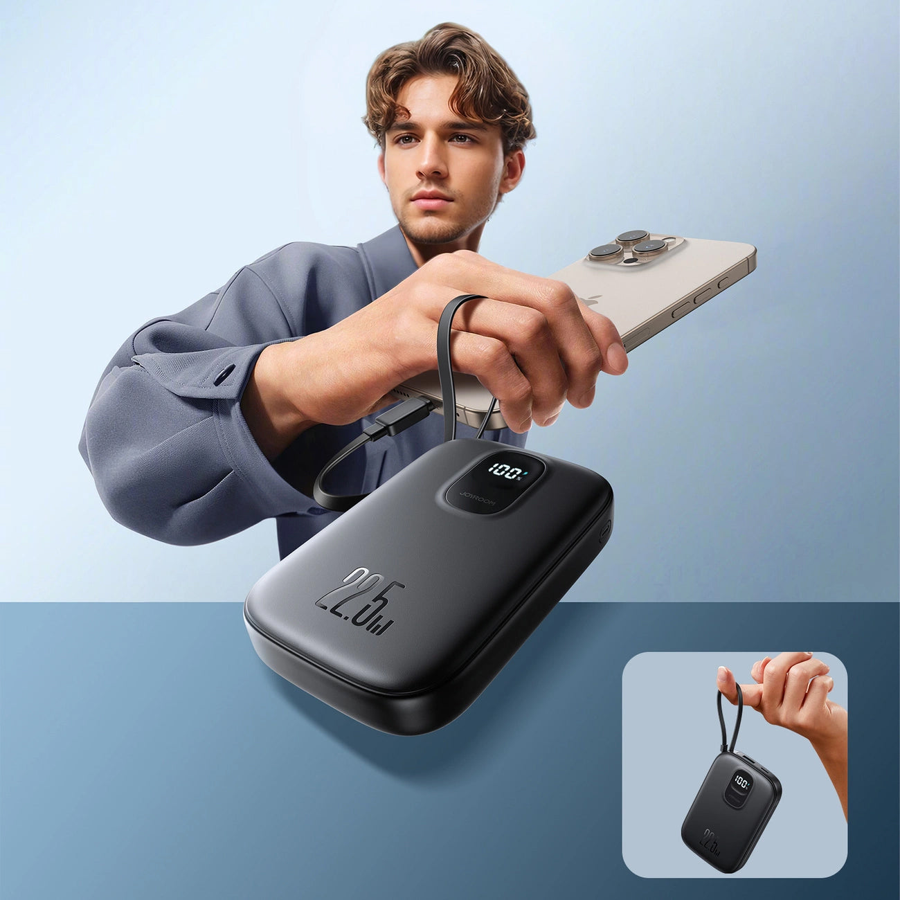 Ekstern Batteri Joyroom JR-PBF17, 10000mAh, 22.5W, QC + PD, 1 x USB-A - 2 x USB-C, Sort