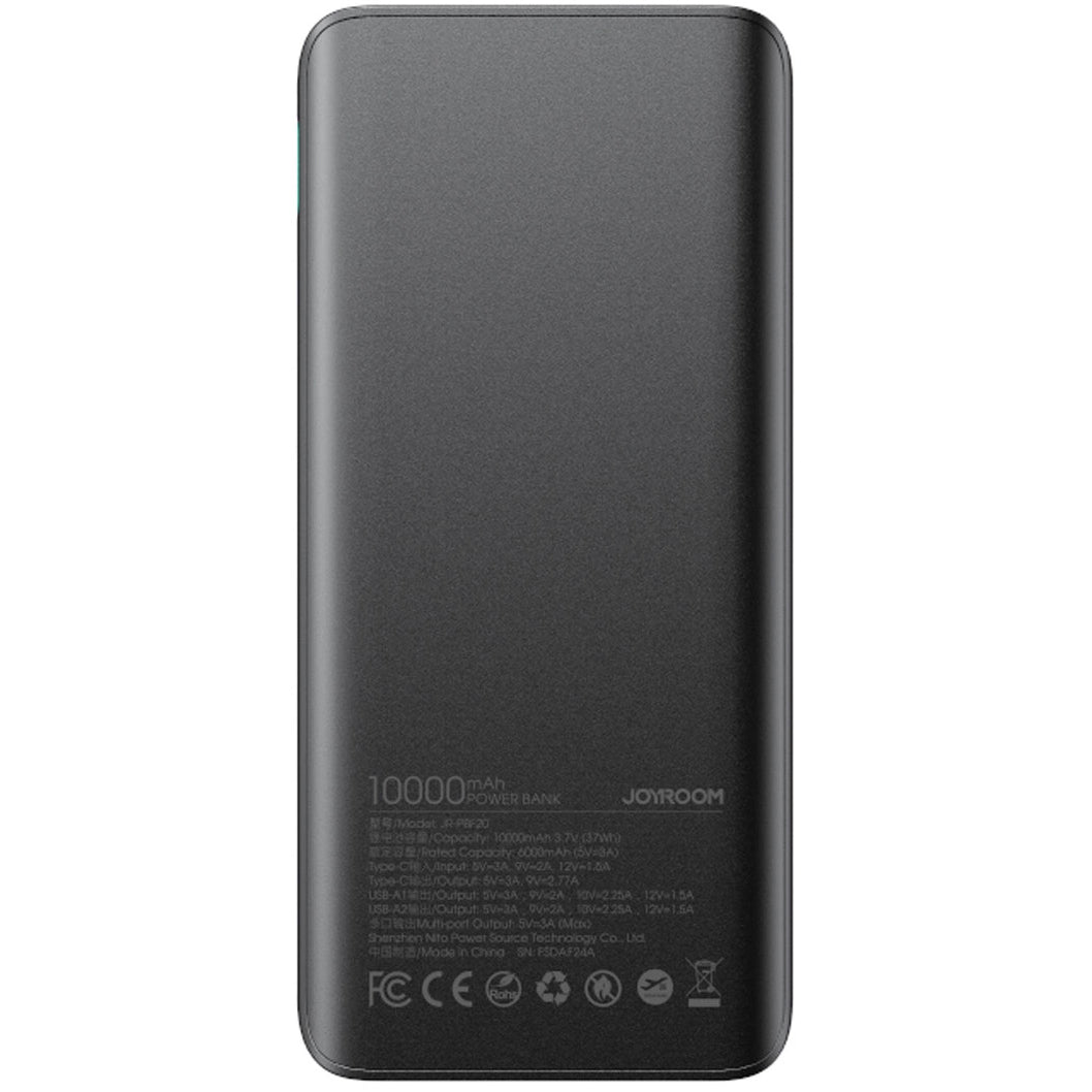 Ekstern batteri Joyroom JR-PBF20, 10000mAh, 25W, QC + PD, 1 x USB-C - 2 x USB-A, Sort