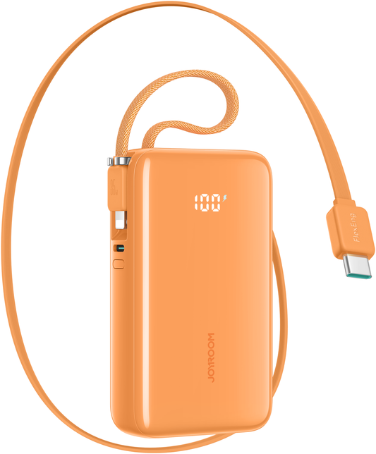 Joyroom JR-PR2L Ekstern Batteri, 10000mAh, 35W, QC + PD, 1 x Lightning - 2 x USB-C, Orange