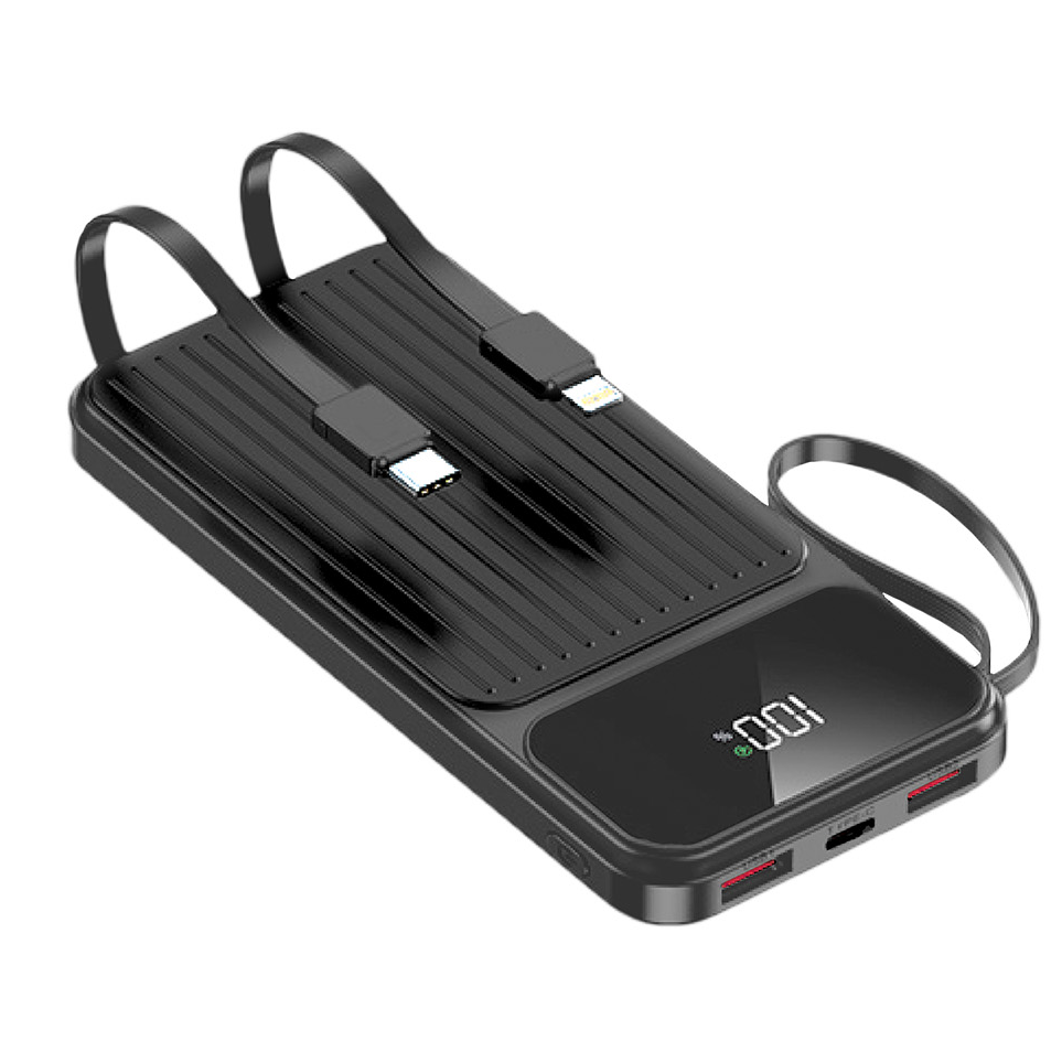 Ekstern batteri MaXlife MXPB-06, 10000mAh, 22.5W, QC + PD, 1 x Lightning - 2 x USB-A - 2 x USB-C, Sort
