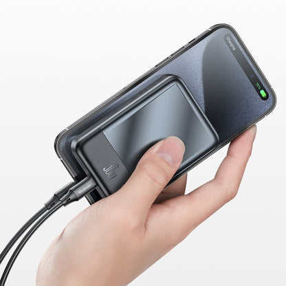 Ekstern trådløs batteri McDodo MC-5931 Ambilight, 10000mAh, 30W, PD + FQI, 1 x QI - 1 x USB-C, Sort