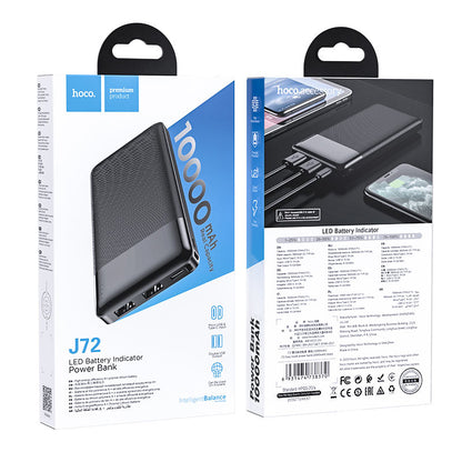 Ekstern Batteri HOCO J72, 10000mAh, 10W, 2 x USB-A, Sort