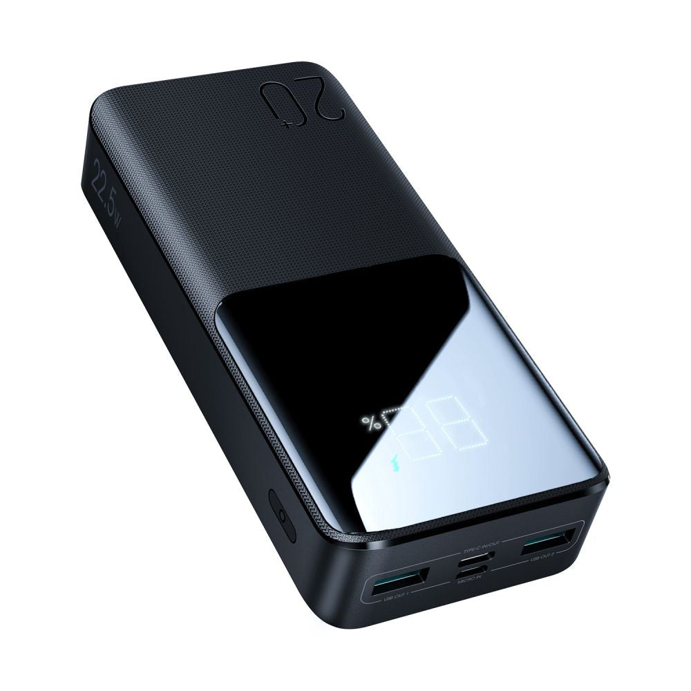 Ekstern batteri Joyroom, 20000mAh, 22.5W, QC + PD, 1 x USB-C - 2 x USB-A, Sort JR-QP192
