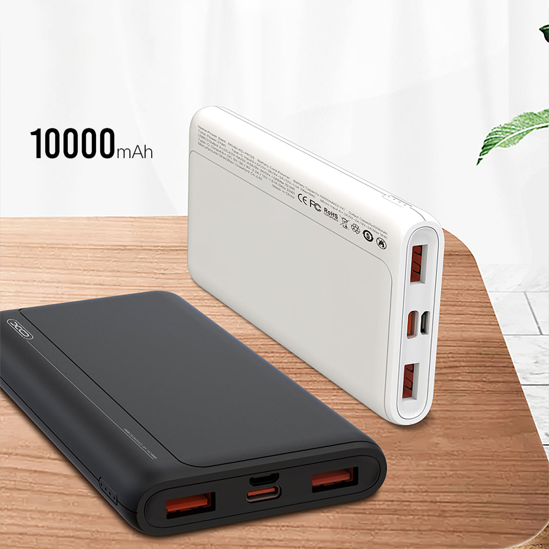 Ekstern batteri XO Design PR127, 20000mAh, 22.5W, QC + PD, 1 x USB-C - 2 x USB-A, Sort