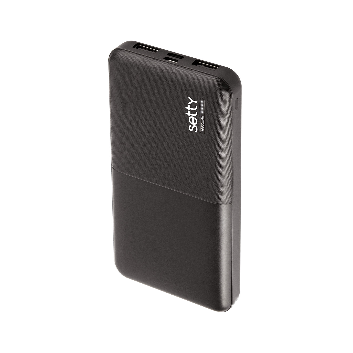 Ekstern batteri Setty, 10000mAh, 10W, 2 x USB-A, Sort