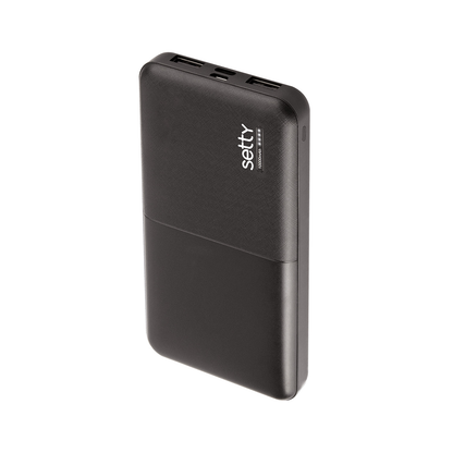Ekstern batteri Setty, 10000mAh, 10W, 2 x USB-A, Sort