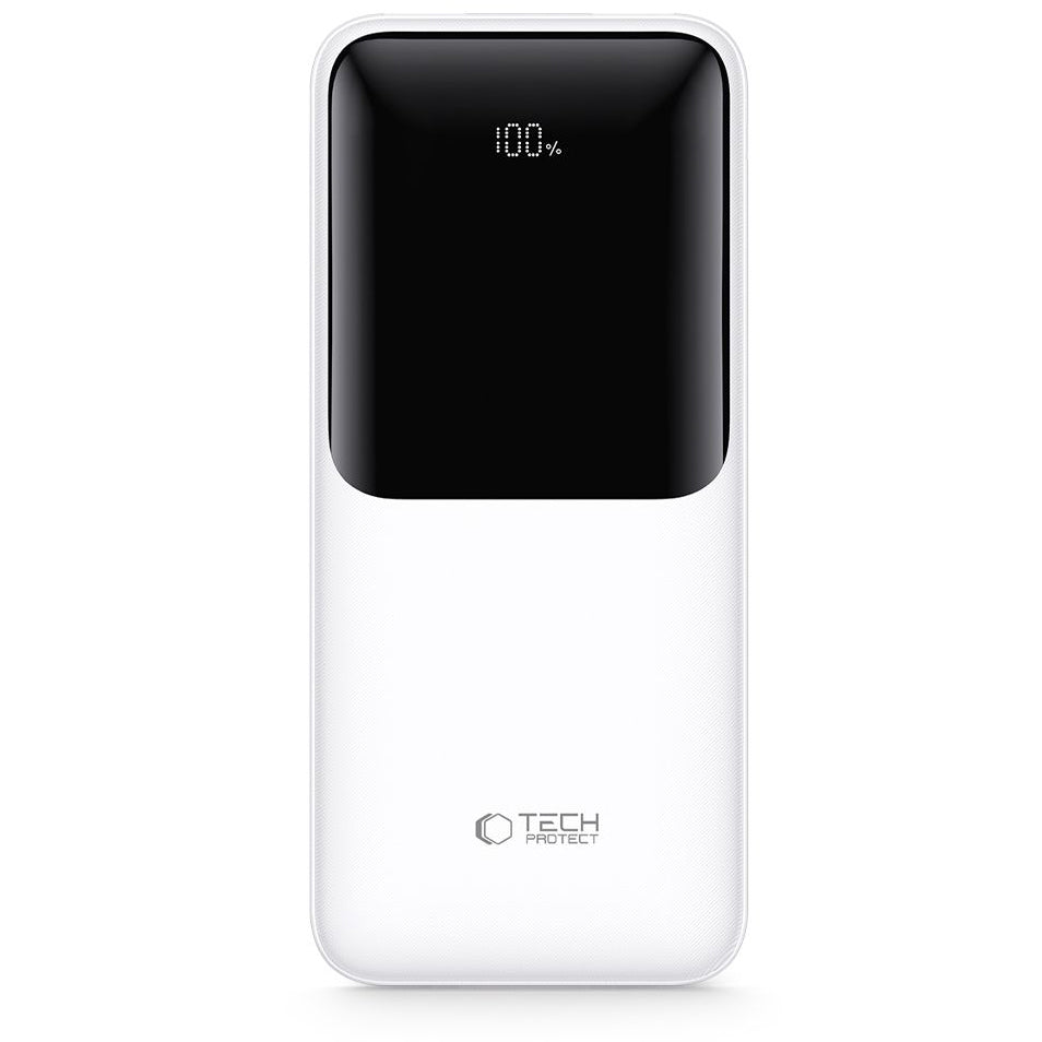 Ekstern batteri Tech-Protect PB02, 20000mAh, 22.5W, QC + PD, 1 x USB-C - 2 x USB-A, Hvid