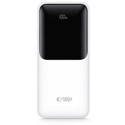 Ekstern batteri Tech-Protect PB02, 20000mAh, 22.5W, QC + PD, 1 x USB-C - 2 x USB-A, Hvid