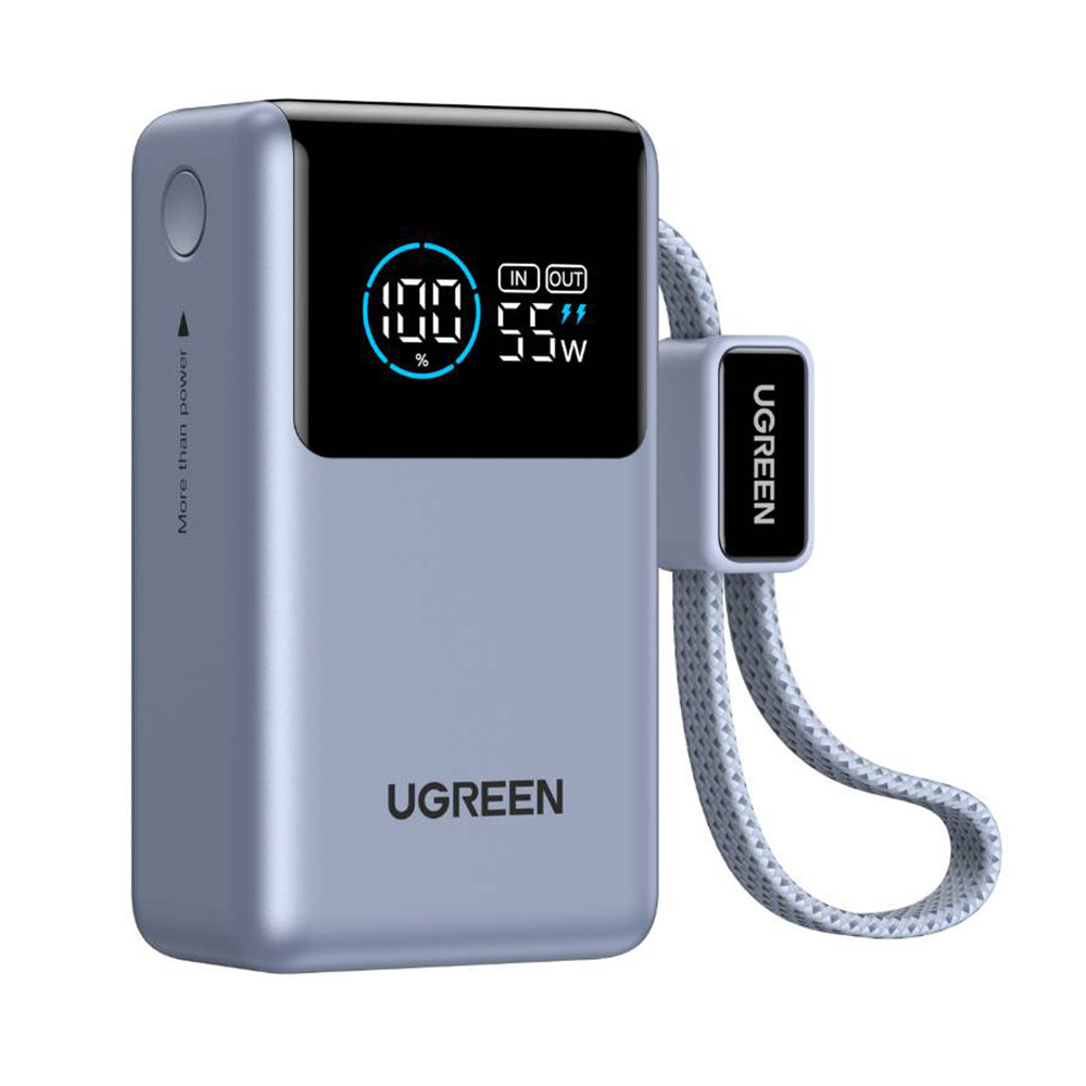 Ekstern Batteri UGREEN Nexode Pro PB727 (75701B), 10000mAh, 55W, QC + PD, 1 x USB-A - 2 x USB-C, Grå