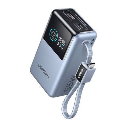 Ekstern Batteri UGREEN Nexode Pro PB727 (75701B), 10000mAh, 55W, QC + PD, 1 x USB-A - 2 x USB-C, Grå