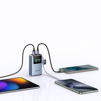 Ekstern Batteri UGREEN Nexode Pro PB727 (75701B), 10000mAh, 55W, QC + PD, 1 x USB-A - 2 x USB-C, Grå