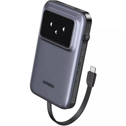 Ekstern batteri UGREEN PB511 Uno, 10000mAh, 30W, QC + PD, 1 x USB-A - 2 x USB-C, Grå