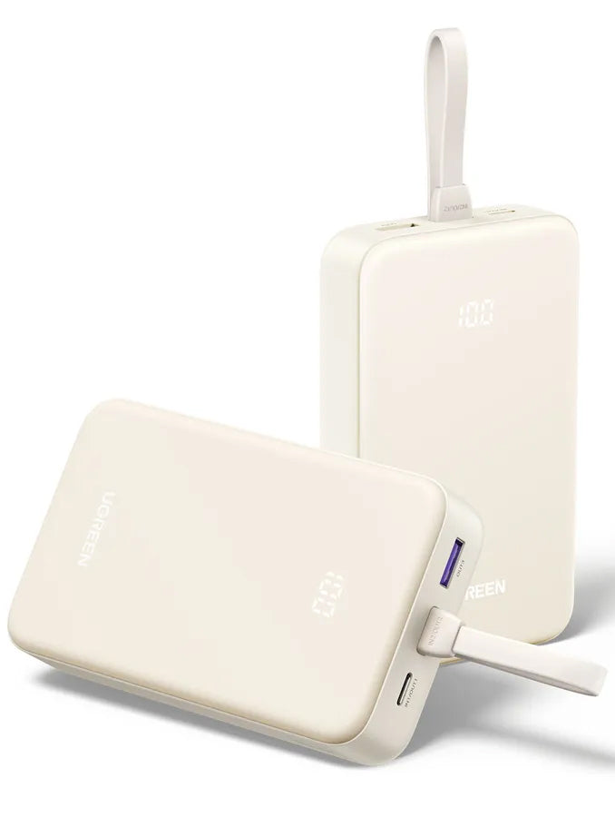 Ekstern Batteri UGREEN PB521, 20000mAh, 30W, QC + PD, 1 x USB-A - 2 x USB-C, Hvid
