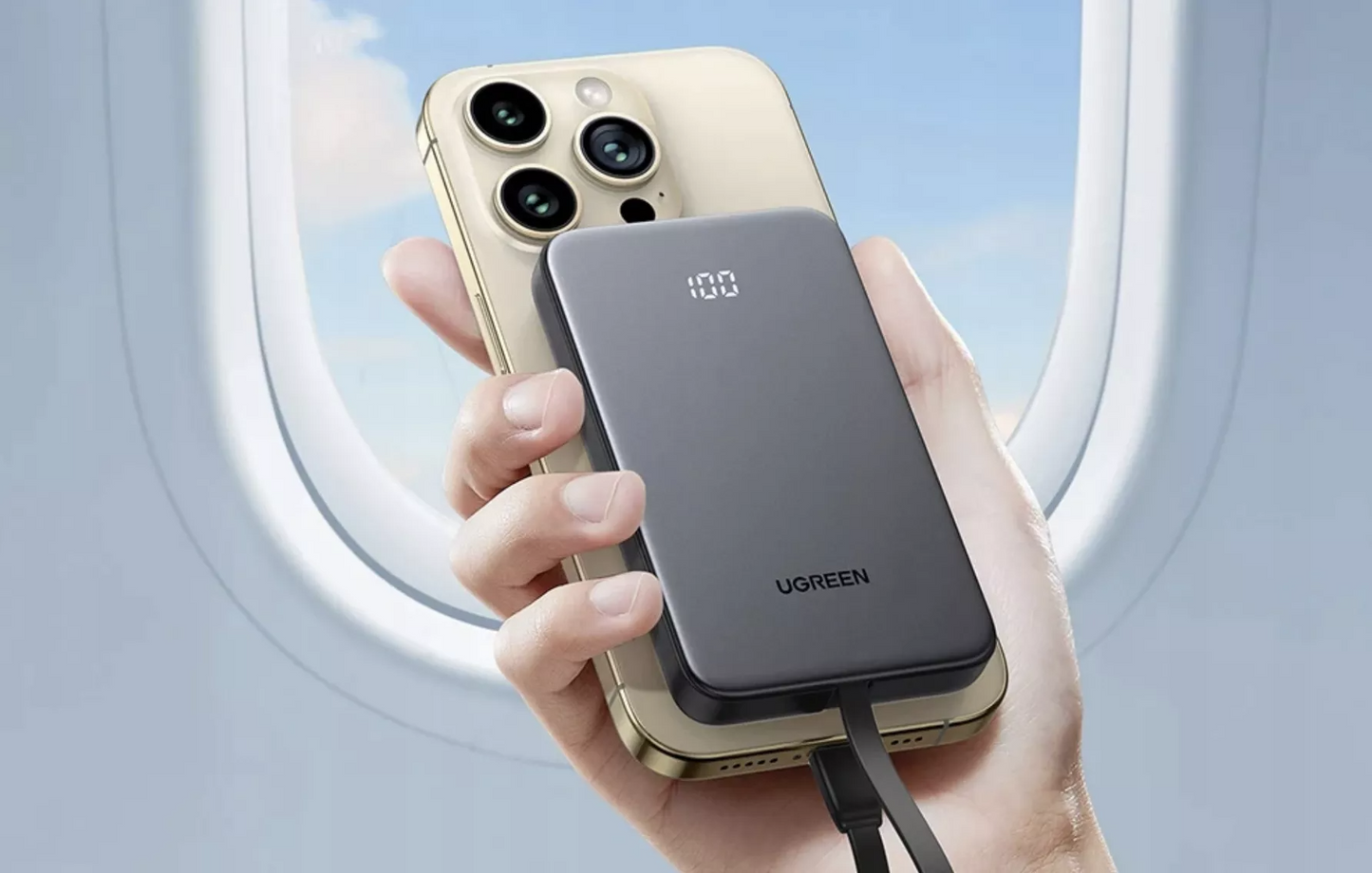 Ekstern Batteri UGREEN PB526 (75161B), 10000mAh, 20W, QC + PD, 1 x USB-A - 2 x USB-C, Grå
