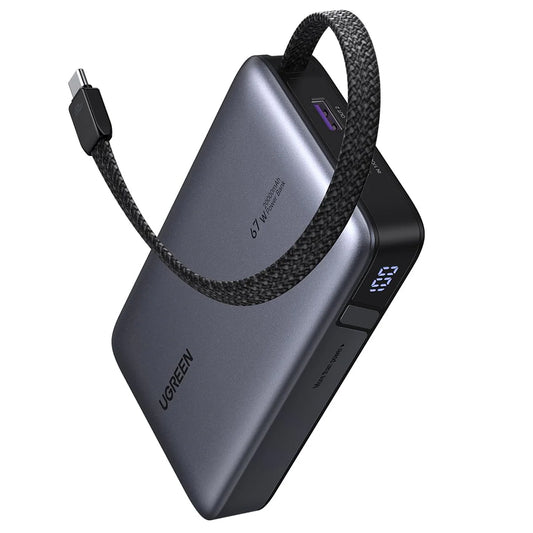 UGREEN PB550 Ekstern Batteri, 20000mAh, 67W, QC + PD, 1 x USB-A - 2 x USB-C, Grå