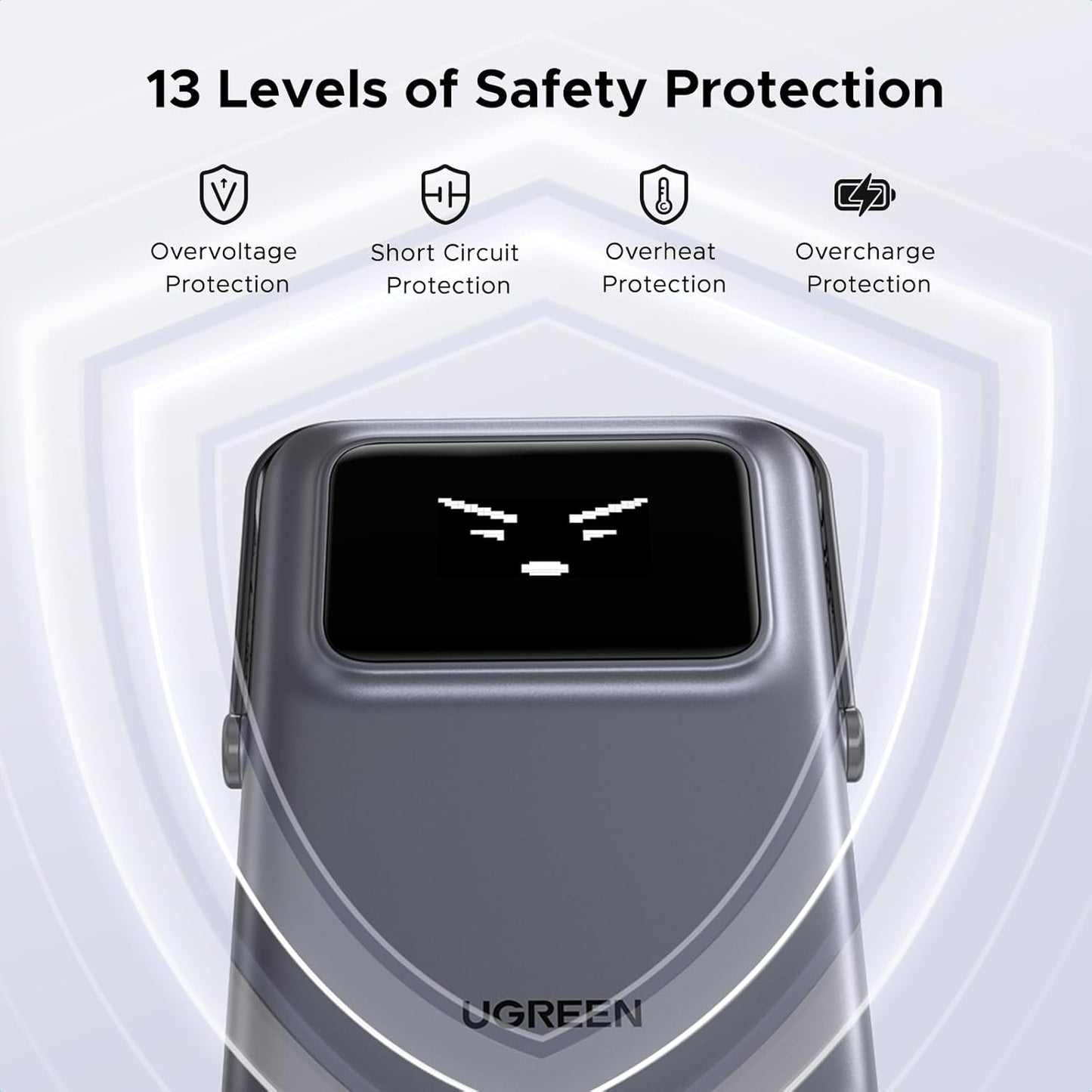 UGREEN PB572 Uno trådløs ekstern batteri, 10000mAh, 20W, PD + FQI, 1 x QI - 1 x USB-C, Grå