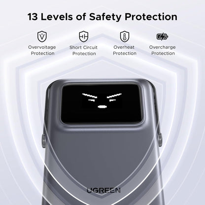 UGREEN PB572 Uno trådløs ekstern batteri, 10000mAh, 20W, PD + FQI, 1 x QI - 1 x USB-C, Grå