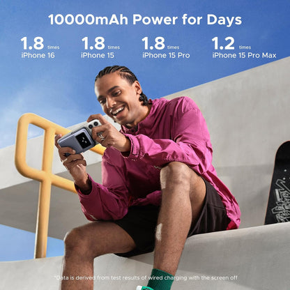 UGREEN PB572 Uno trådløs ekstern batteri, 10000mAh, 20W, PD + FQI, 1 x QI - 1 x USB-C, Grå