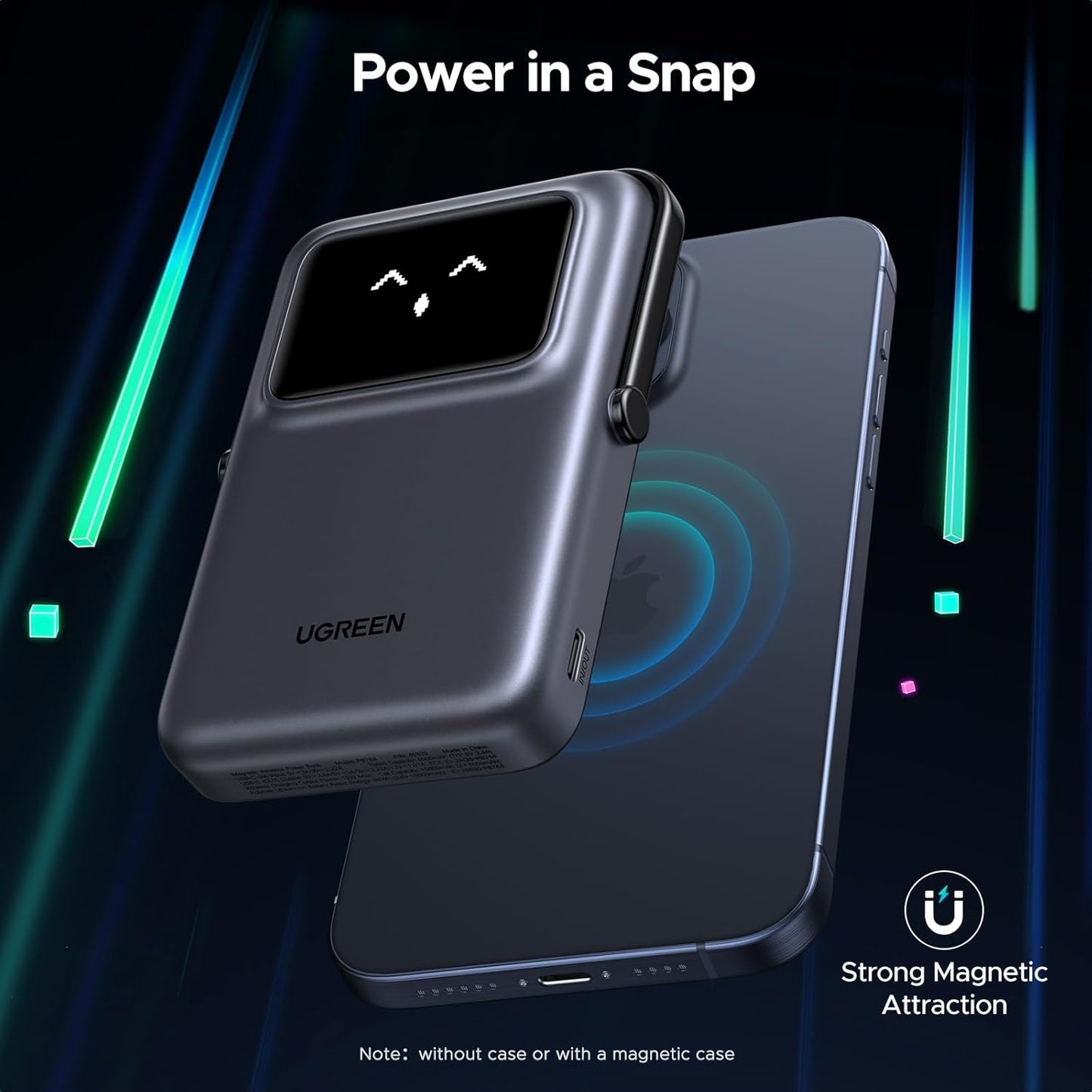 UGREEN PB572 Uno trådløs ekstern batteri, 10000mAh, 20W, PD + FQI, 1 x QI - 1 x USB-C, Grå