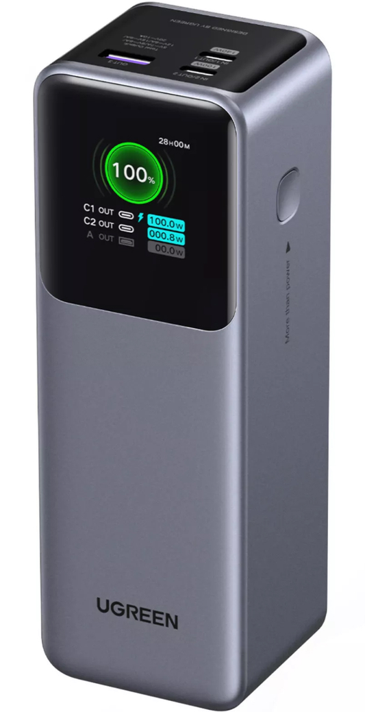 UGREEN PB722 External Battery, 25000mAh, 200W, QC + PD, 1 x USB-A - 2 x USB-C, Gray, Resealed