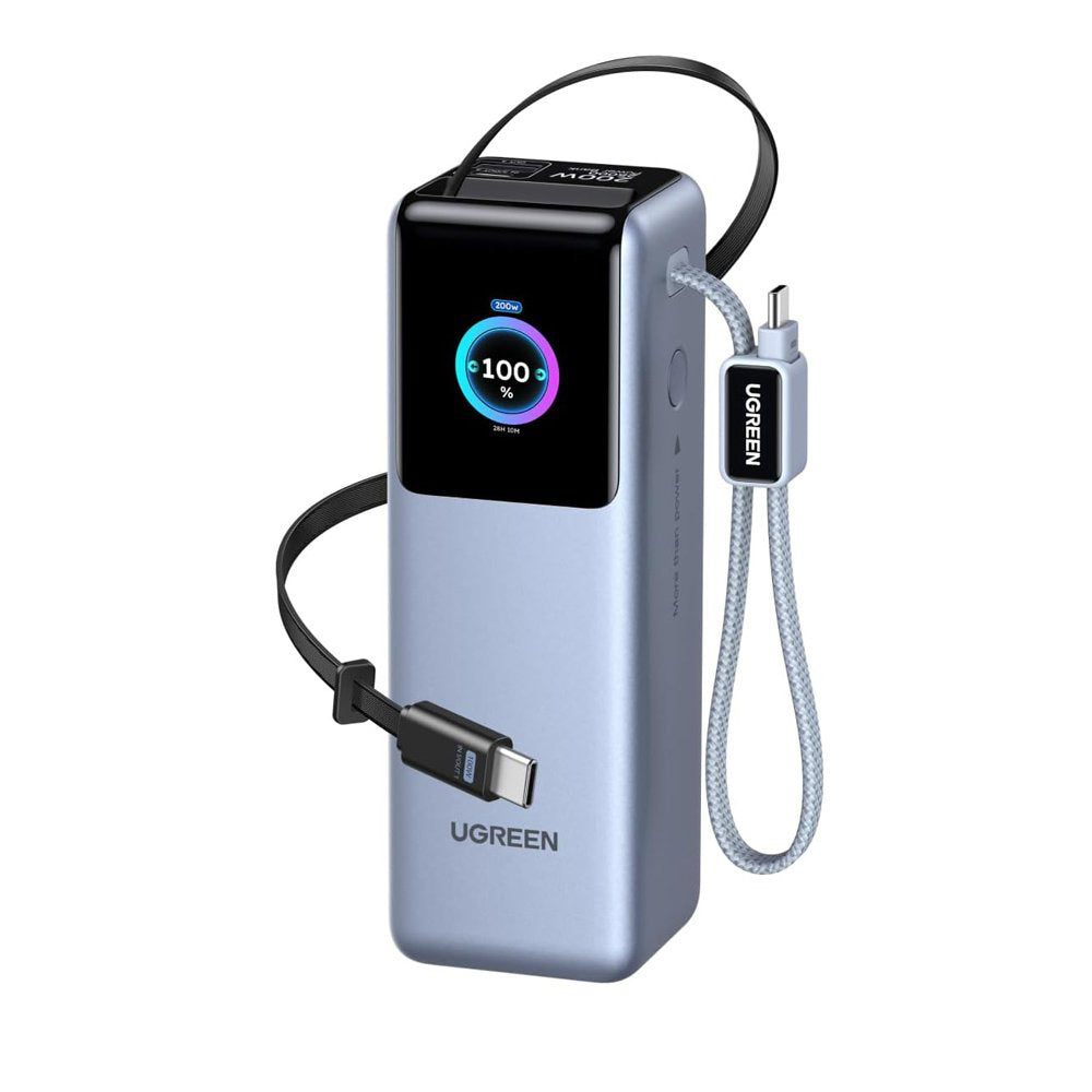 Ekstern Batteri UGREEN PB728 (75702B), 25000mAh, 200W, QC + PD, 1 x USB-A - 3 x USB-C, Grå