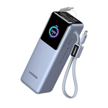 Ekstern Batteri UGREEN PB728 (75702B), 25000mAh, 200W, QC + PD, 1 x USB-A - 3 x USB-C, Grå