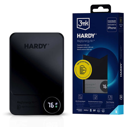 Ekstern trådløs batteri 3MK MagSynergy Ni+, 5000mAh, 22.5W, PD + FQI, 1 x QI - 1 x USB-C, Sort