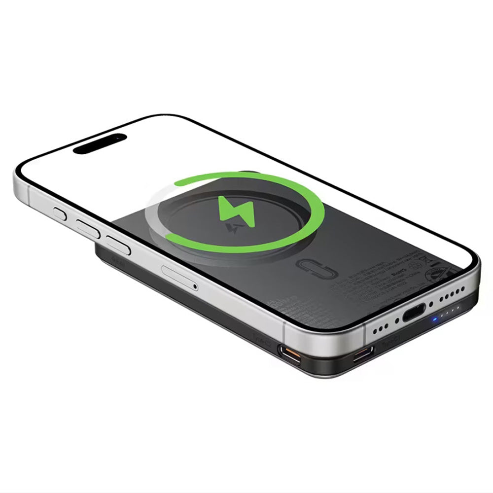 Ekstern trådløs batteri Acefast M30, 5000mAh, 20W, PD + FQI, 1 x QI - 2 x USB-C, Sort
