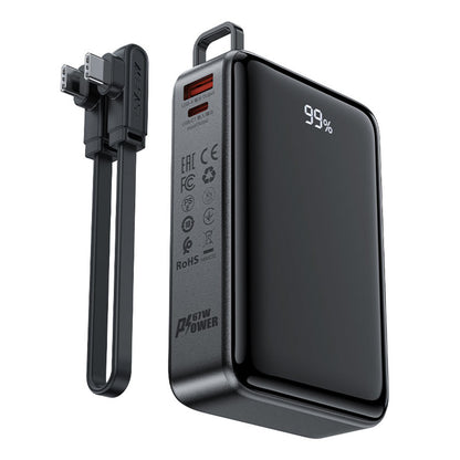 Ekstern batteri Acefast M4, 20000mAh, 67W, PD, 1 x USB-A - 2 x USB-C, Sort