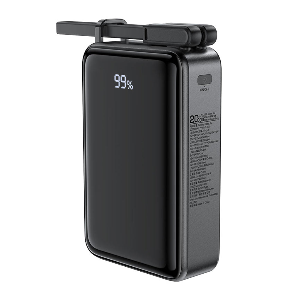 Ekstern batteri Acefast M4, 20000mAh, 67W, PD, 1 x USB-A - 2 x USB-C, Sort