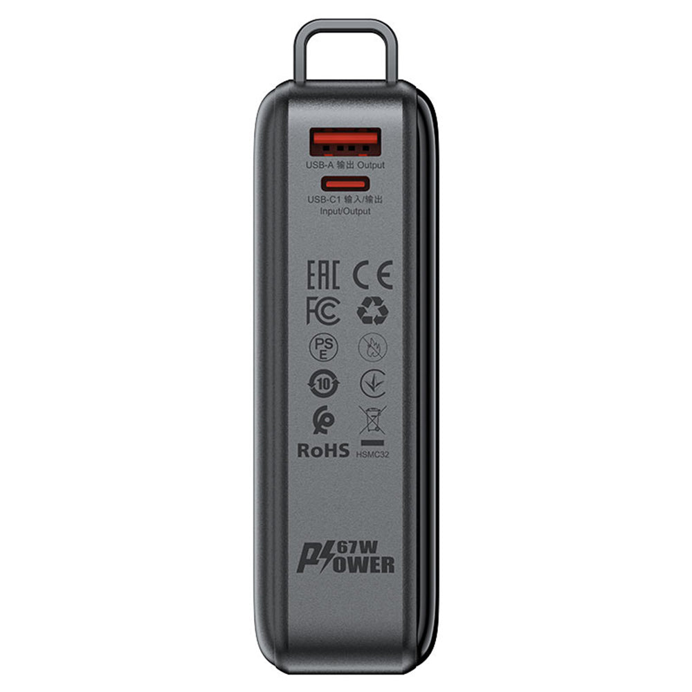 Ekstern batteri Acefast M4, 20000mAh, 67W, PD, 1 x USB-A - 2 x USB-C, Sort