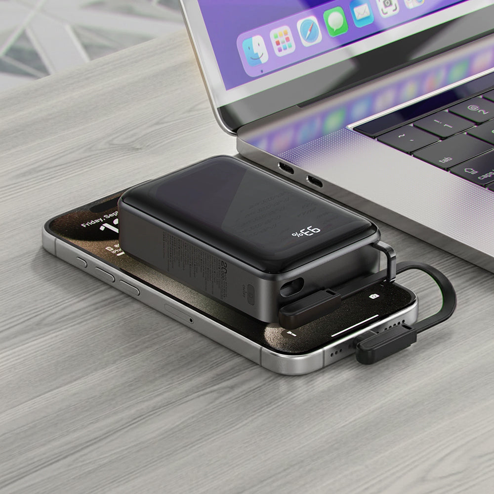 Ekstern batteri Acefast M4, 20000mAh, 67W, PD, 1 x USB-A - 2 x USB-C, Sort