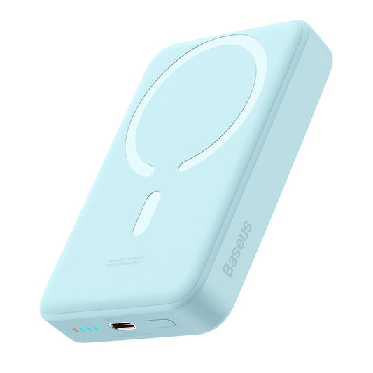 Ekstern trådløs batteri Baseus Magnetic Mini, 10000mAh, 30W, PD + FQI, 1 x QI - 1 x USB-C, Blå PPCX110203