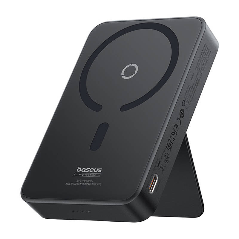 Ekstern trådløs batteri Baseus MagPro PPCXZ05, 5000mAh, 20W, PD + FQI, 1 x QI - 1 x USB-C, Sort, Genforseglet P10064101123-00