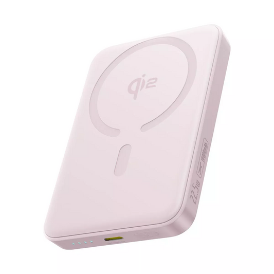 Ekstern trådløs batteri Baseus Enerfill FM12, 10000mAh, 22.5W, PD + FQI, 1 x QI - 1 x USB-C, Pink E0028502