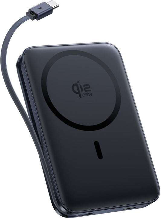 Baseus PicoGo AM61 trådløs ekstern batteri, 10000mAh, 45W, PD + FQI, 1 x QI - 2 x USB-C, sort E0028V00