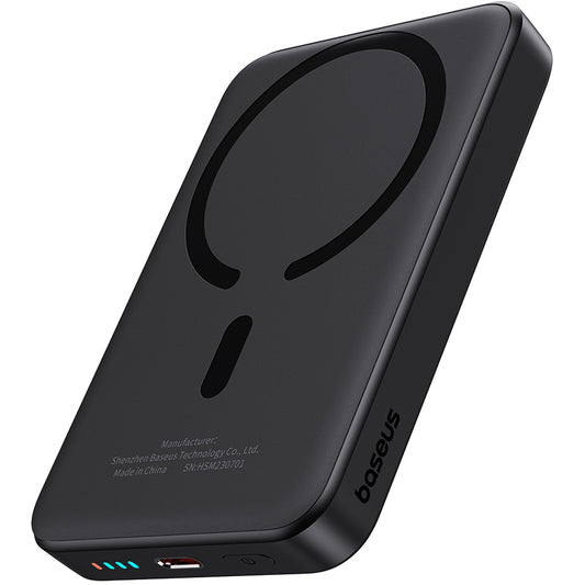 Ekstern trådløs batteri Baseus Magnetic Mini, 10000mAh, 20W, PD + FQI, 1 x QI - 1 x USB-C, Sort P10059001113-00
