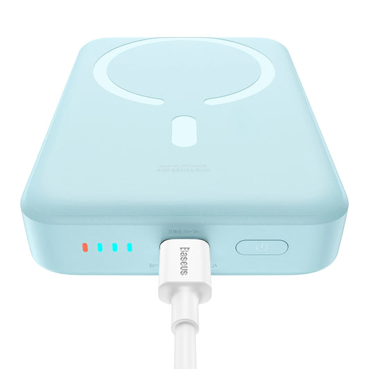 Ekstern trådløs batteri Baseus Magnetic Mini, 10000mAh, 30W, PD + FQI, 1 x QI - 1 x USB-C, Blå PPCX110203