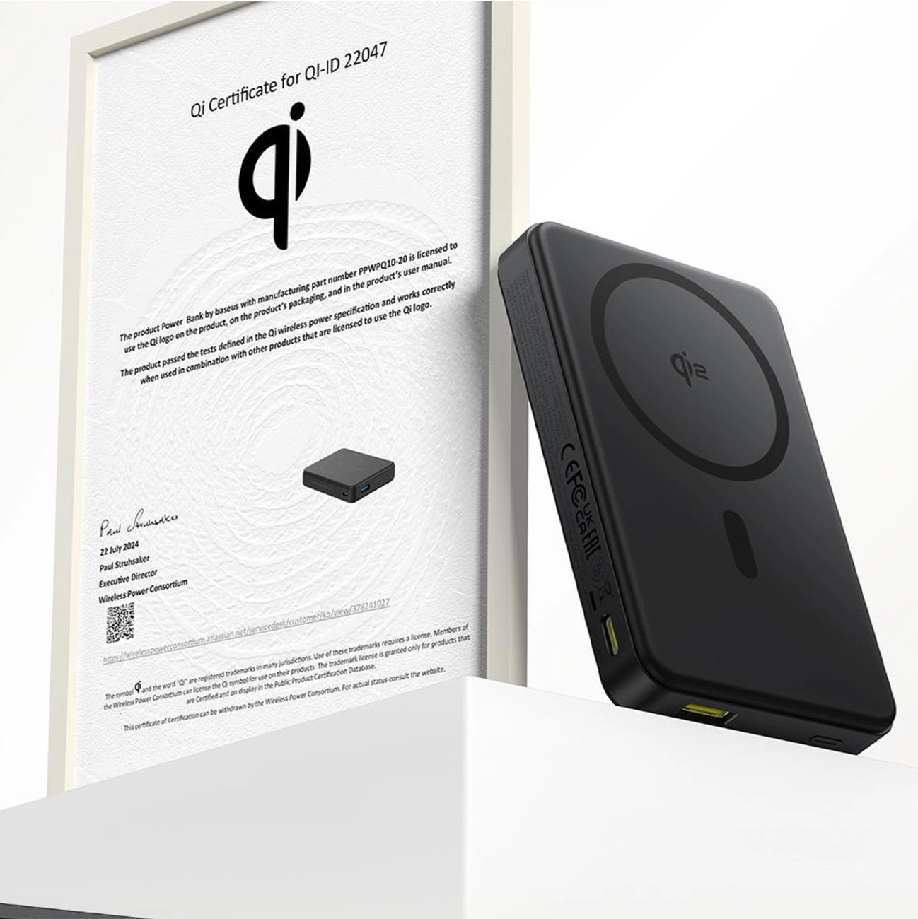 Ekstern trådløs batteri Baseus Airpow2 Qi2, 10000mAh, 22.5W, QC + PD + FQI, 1 x QI - 1 x USB-A - 1 x USB-C, Sort P10080000123-00