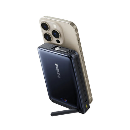 Ekstern trådløs batteri Baseus Nomos, 10000mAh, 45W, PD + FQI, 1 x QI - 2 x USB-C, Sort P10078800123-00