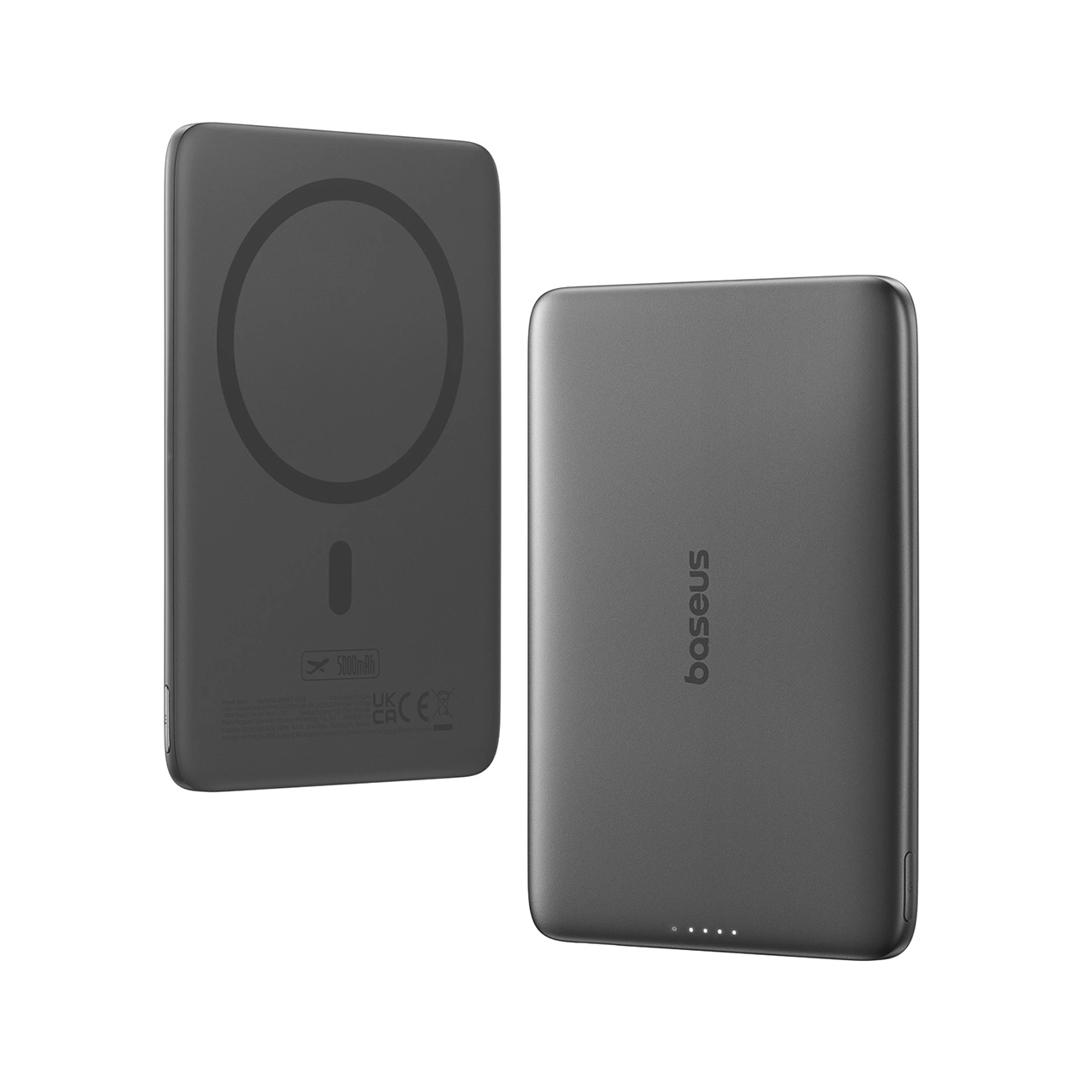 Ekstern trådløs batteri Baseus PicoGo AM41, 5000mAh, 20W, PD + FQI, 1 x QI - 1 x USB-C, Sort