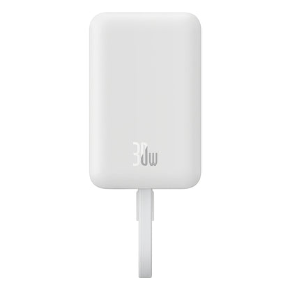 Ekstern Trådløs Batteri Baseus Magnetic Mini, 10000mAh, 30W, PD + FQI, 1 x QI - 2 x USB-C, Hvid P1002210B223-00