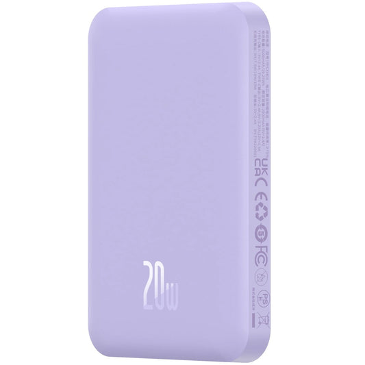 Ekstern trådløs batteri Baseus Magnetic Mini, 5000mAh, 20W, PD + FQI, 1 x QI - 1 x USB-C, Lilla P10022107513