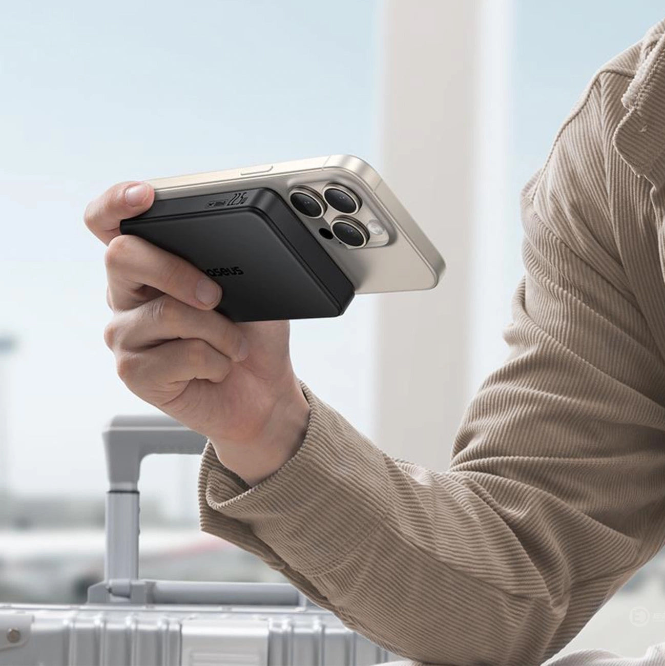 Ekstern trådløs batteri Baseus Airpow2 Qi2, 10000mAh, 22.5W, QC + PD + FQI, 1 x QI - 1 x USB-A - 1 x USB-C, Sort P10080000123-00