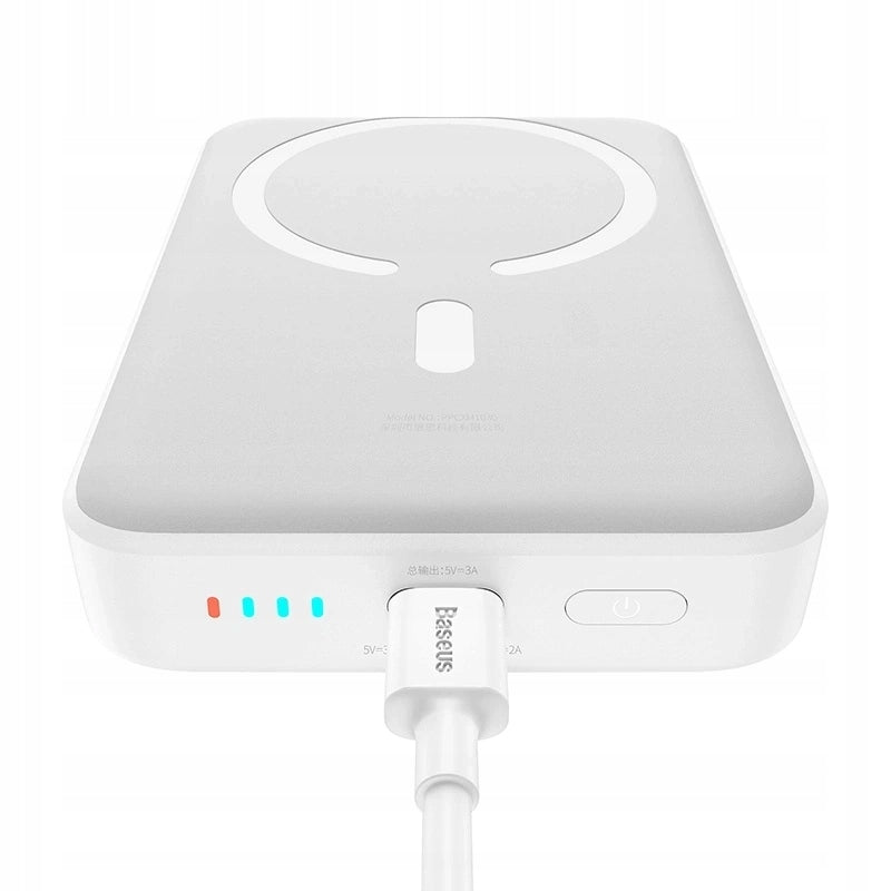 Baseus Magnetic Mini External Wireless Battery, 10000mAh, 30W, PD + FQI, 1 x QI - 1 x USB-C, White PPCX110202