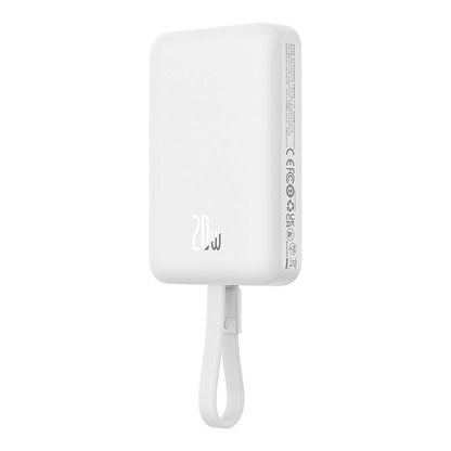 Ekstern Trådløs Batteri Baseus Magnetic Mini, 10000mAh, 20W, PD + FQI, 1 x Lightning - 1 x QI - 1 x USB-C, Hvid P10022109223-00