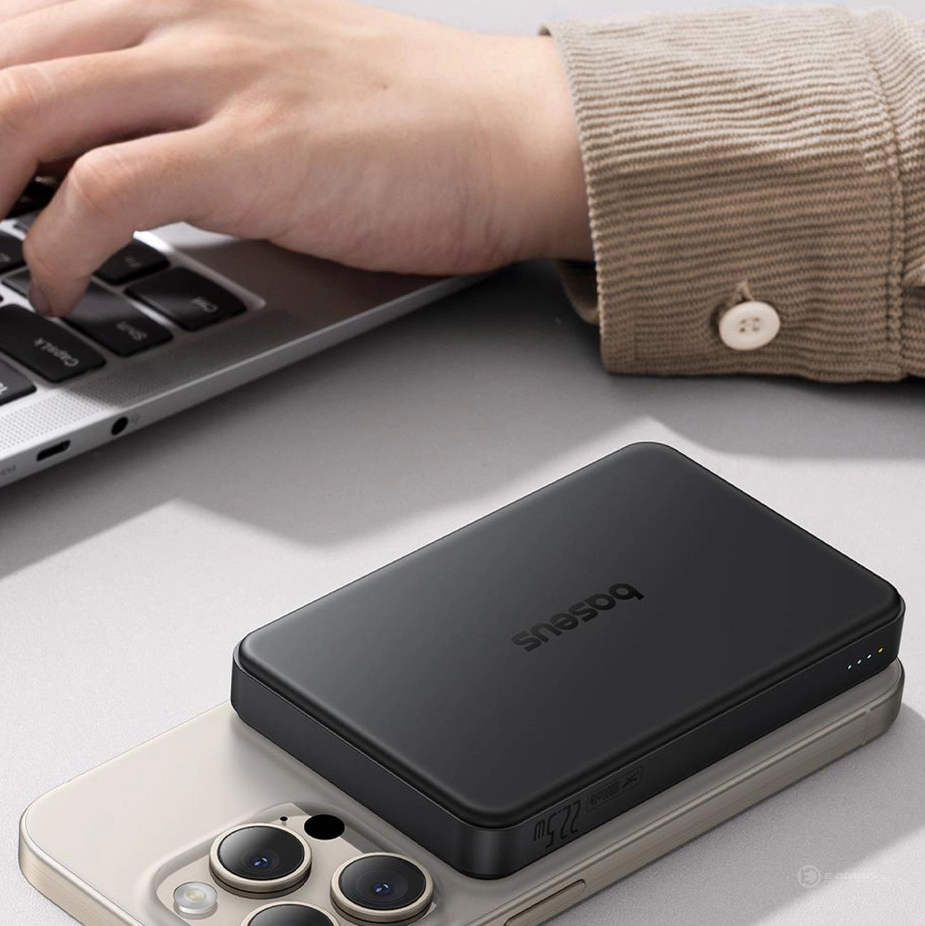 Ekstern trådløs batteri Baseus Airpow2 Qi2, 10000mAh, 22.5W, QC + PD + FQI, 1 x QI - 1 x USB-A - 1 x USB-C, Sort P10080000123-00